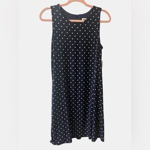 NWT Anne Klein Navy/White polka dot sleeveless dress Size 8. #10285